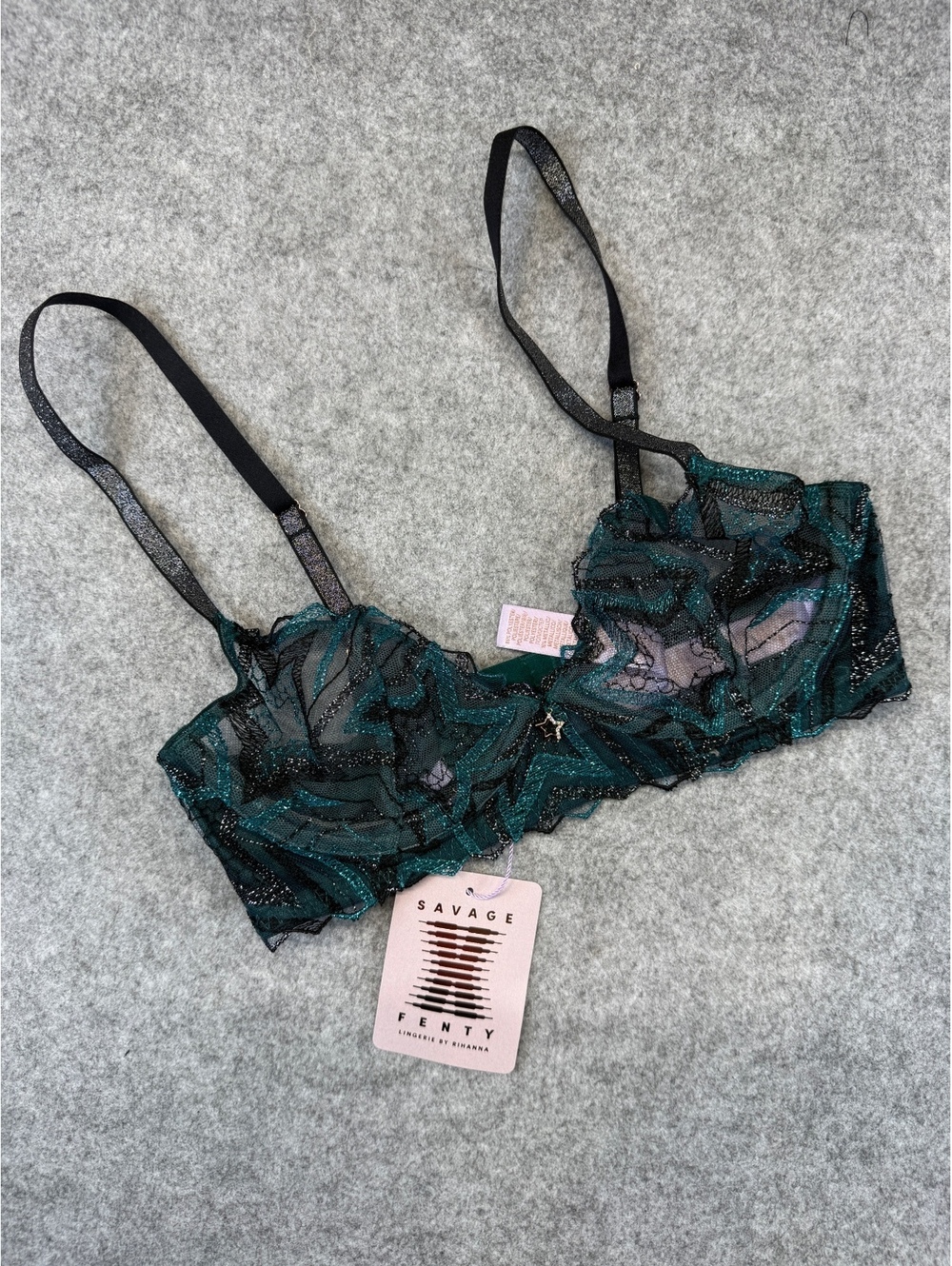 Savage X Fenty Lace Demi Bra Lingerie Shining Star Wildflower Starstruck Sz 36C